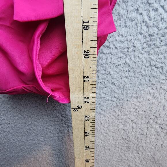 Bar III Swimsuit Ruby Pink Solids One Piece Halter Cowlneck Monokini Size S - Picture 4 of 8